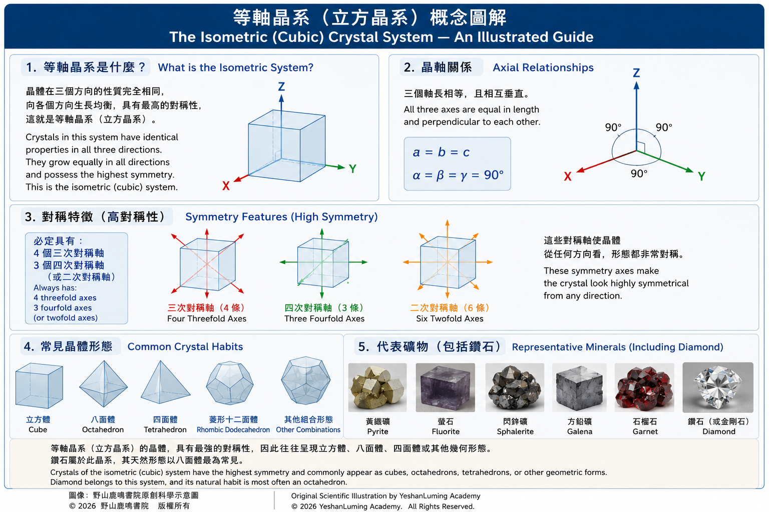 鑽石等軸晶系概念圖解