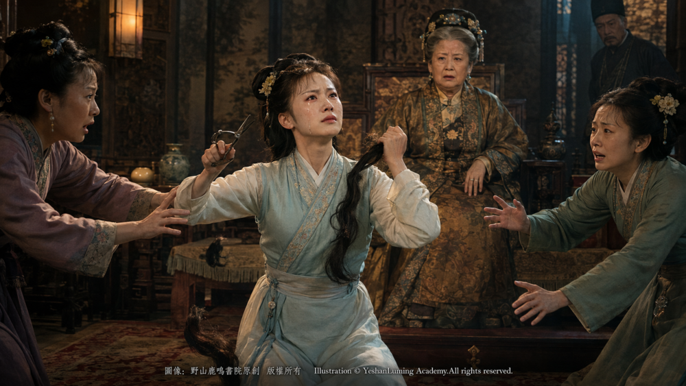 鴛鴦剪髮立誓｜Yuanyang cuts her hair and vows never to submit