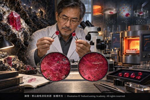 紅寶石熱處理、顯微鑑定與天然紅寶石對照|Ruby heat treatment, microscopic examination, and comparison with natural ruby